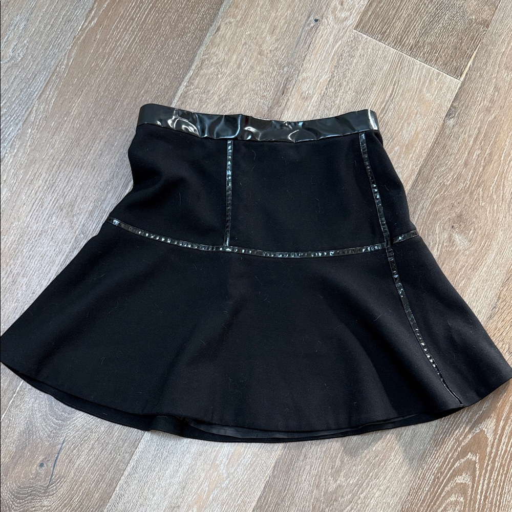 Vintage Marc Jacobs Black Flared Mini Skirt with Patent Trim